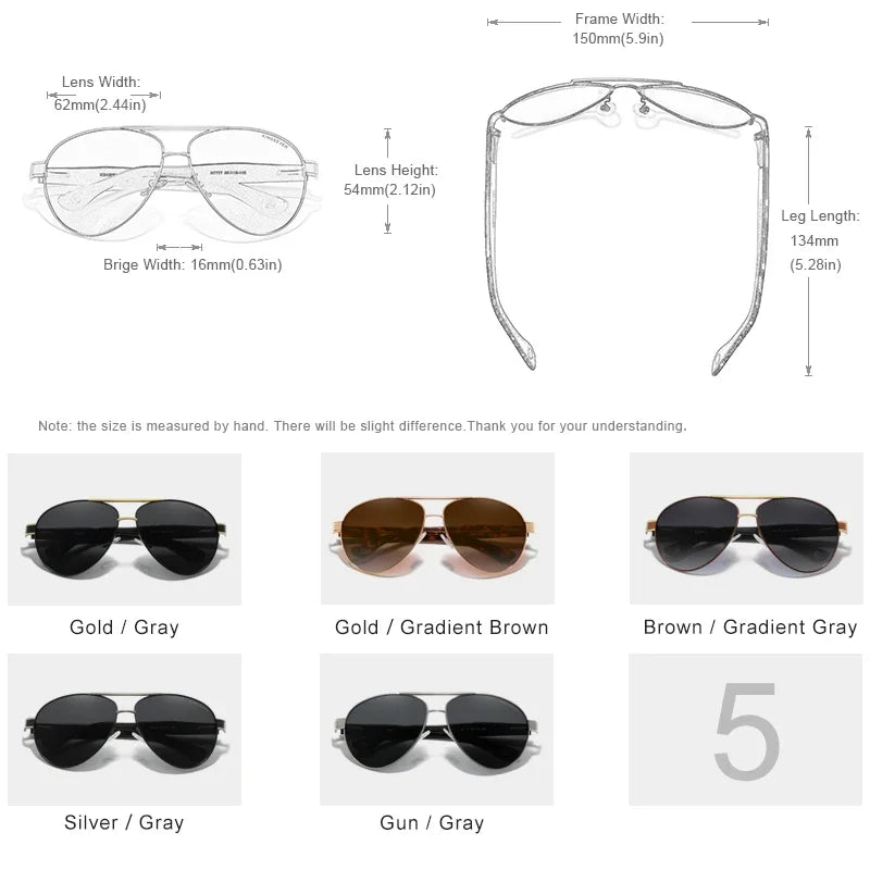 KINGSEVEN 7777 Polarized Pilot Sunglasses – Stainless Steel Frame, UV400, Unisex