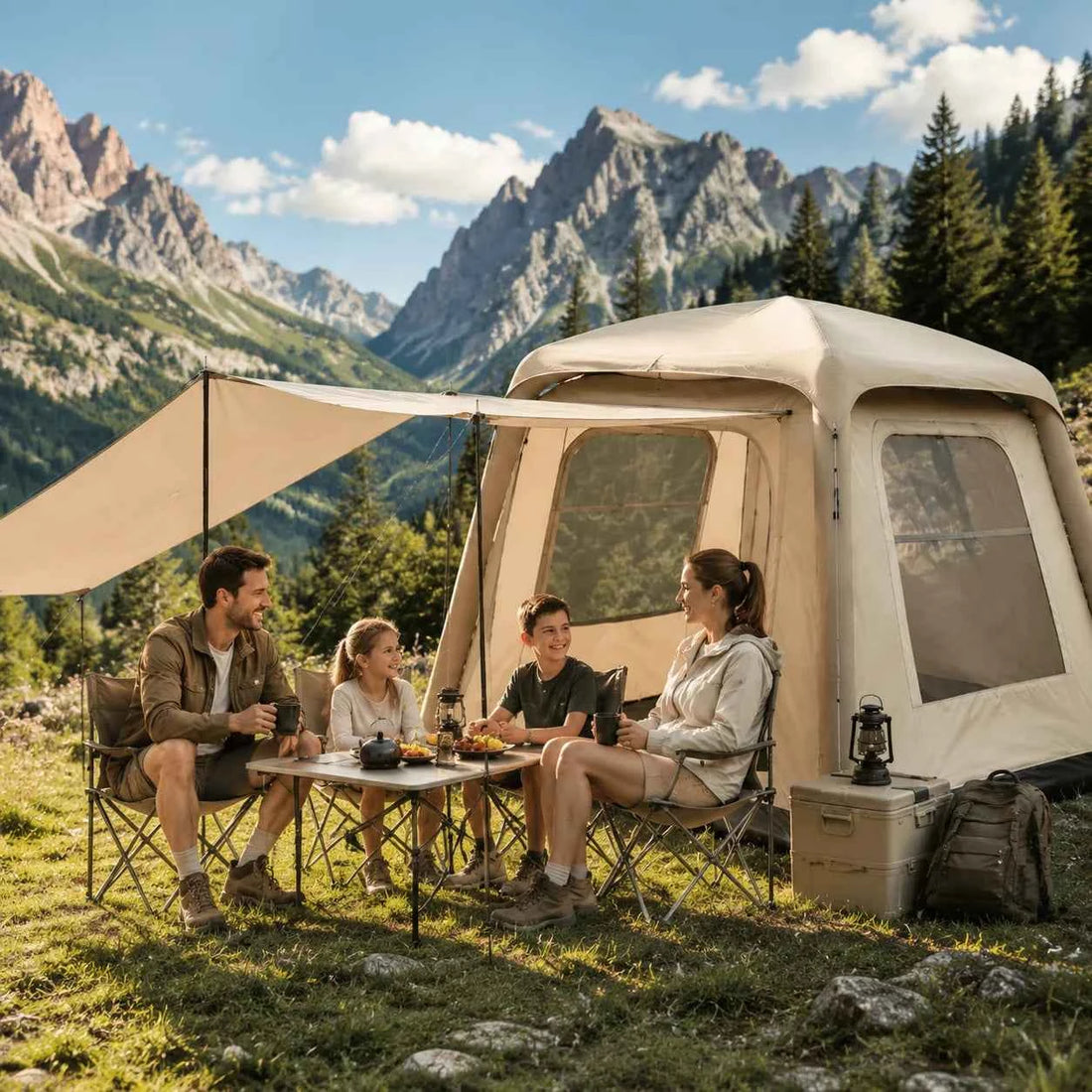 Portable Inflatable Camping Tent with Air Pump – Waterproof Windproof Family Air Tent, 5–8 Person