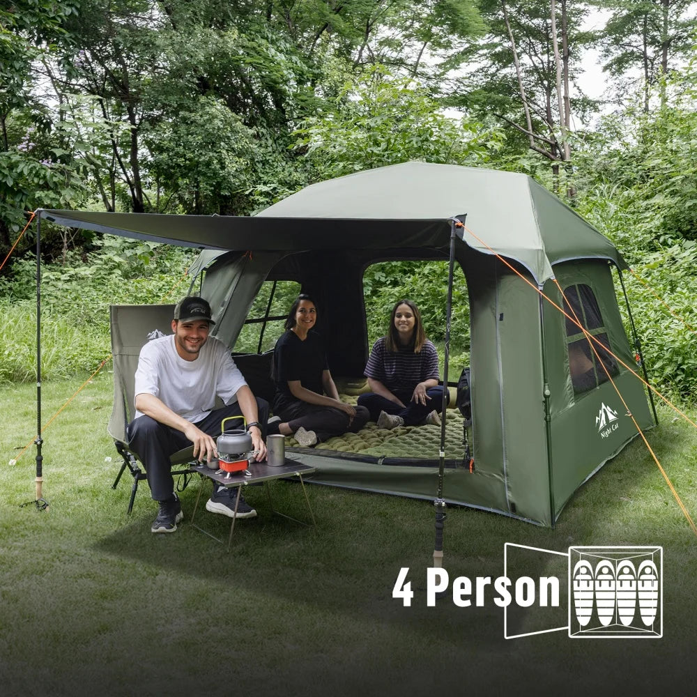 Night Cat 4-Person Blackout Pop-Up Camping Tent with Vestibule &amp; Rainfly