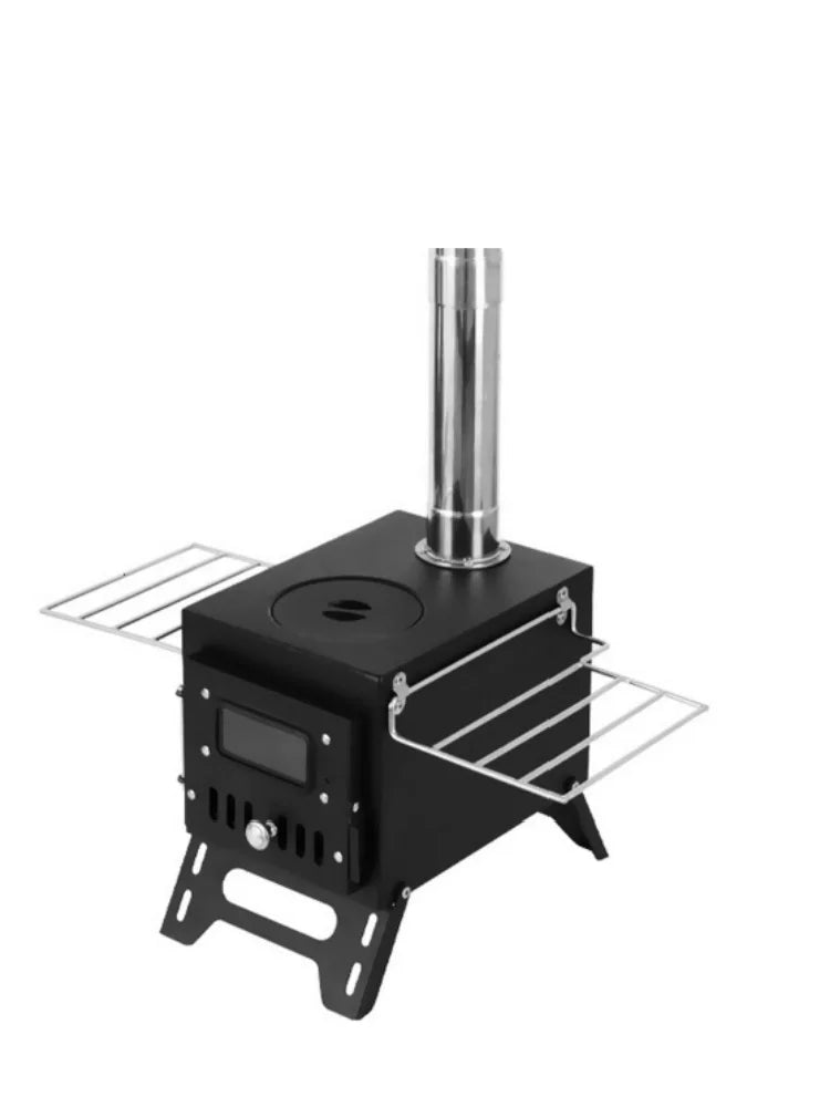Tomshoo Outdoor Camping Wood-burning Stove Wood Burner Stainless Steel Foldable Tent Heater w Tent Fire Window Patio Fireplace