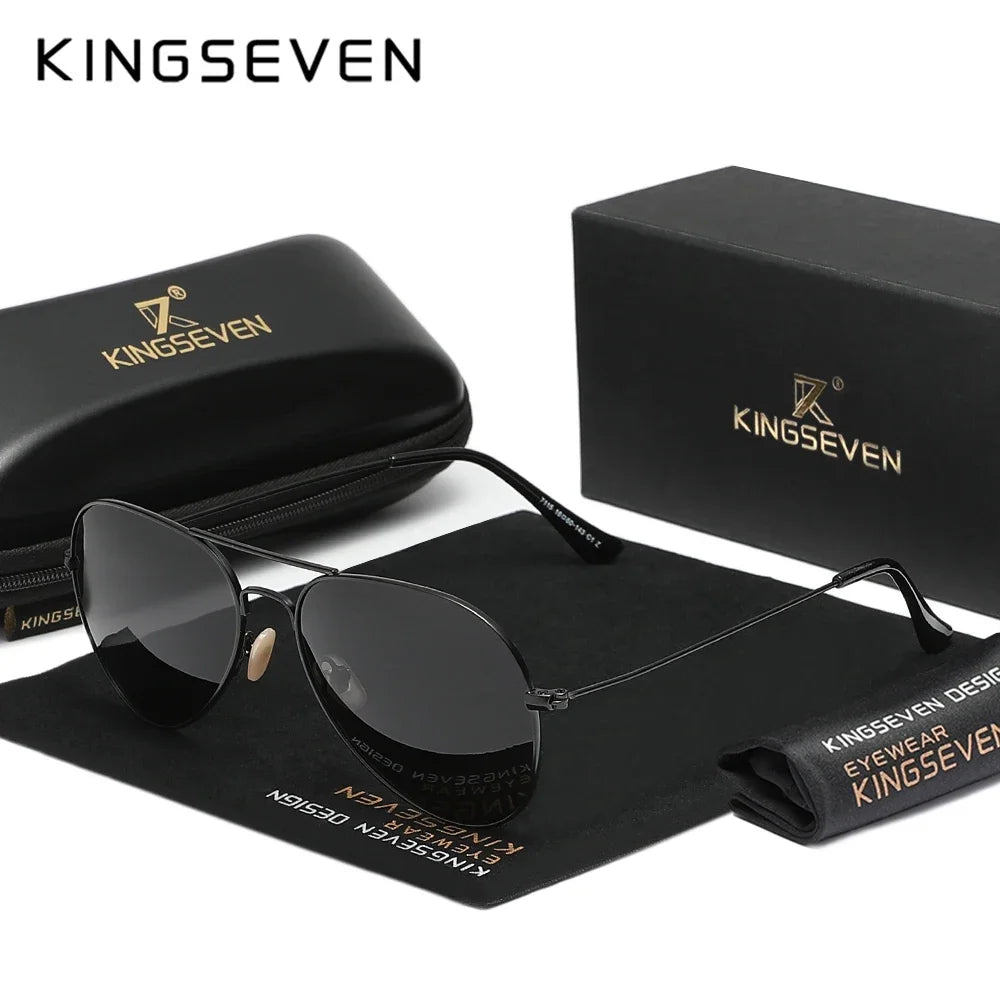 KINGSEVEN 7115 Pilot Polarized Sunglasses – Alloy Frame, Mirror, UV400, Unisex