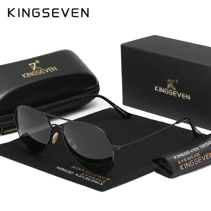 KINGSEVEN 7115 Pilot Polarized Sunglasses – Alloy Frame, Mirror, UV400, Unisex