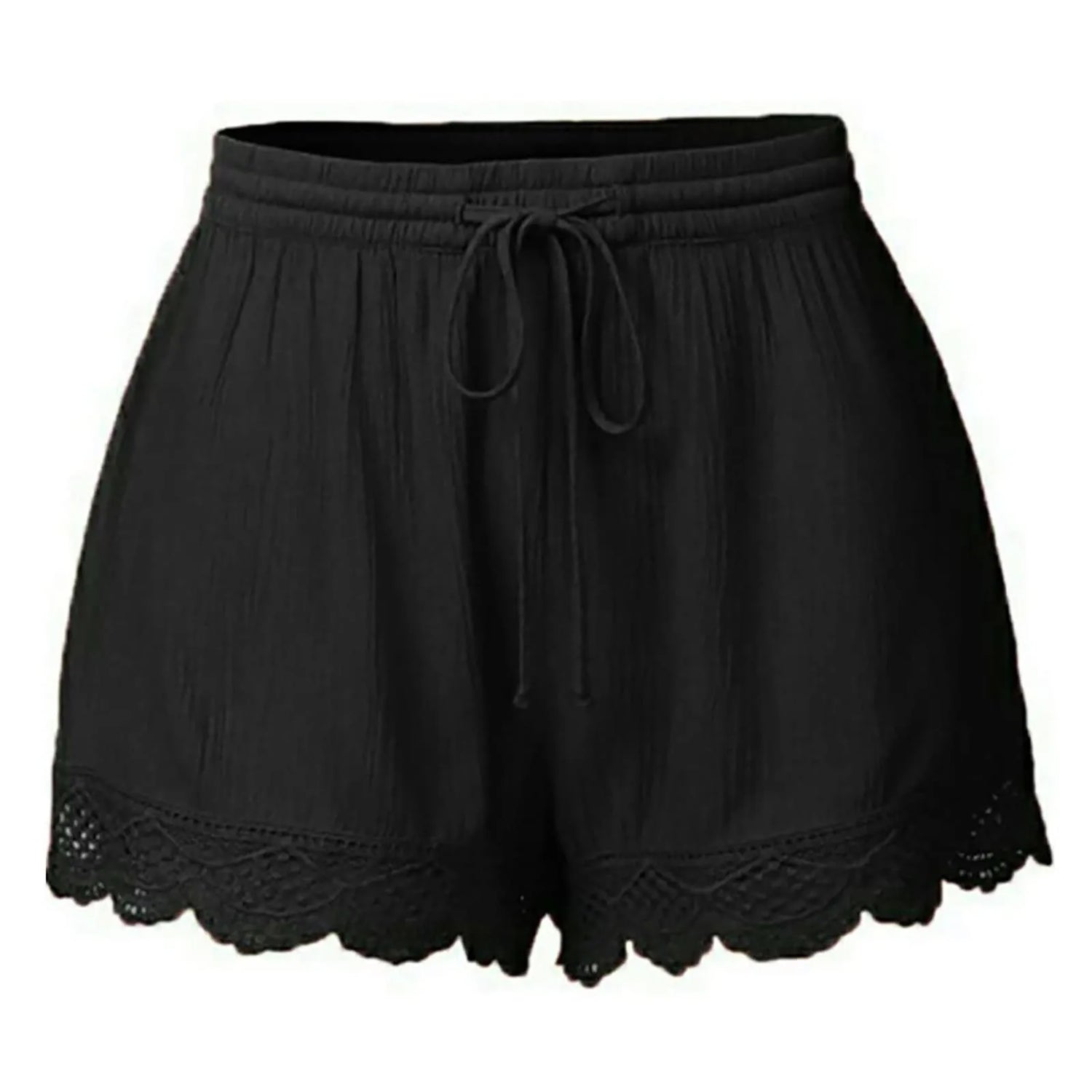 Women Lace Up Shorts Summer Casual Elastic Waist Wide Leg Sweat Fitness Running Short 2024 High Quality Thick Fabric Mini Shorts