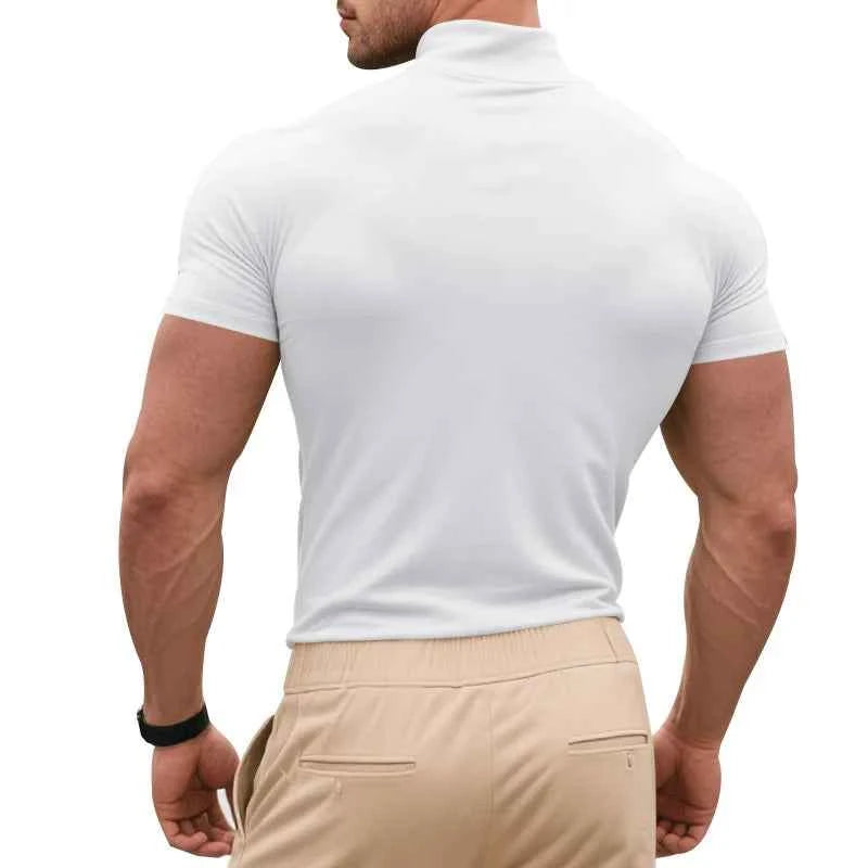 2025 compress sports Men T-shirt quick-dry Half High Collar Short Sleeve Pullover Tops Tight Breathable tops men Running T-shirt