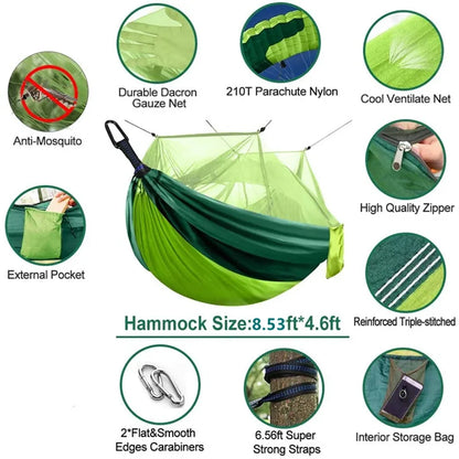 Portable Outdoor Camping Leisure Double Mosquito Net Hammocks  Garden Travel Tourist Nature Hike Sleeping Hanging Hammock Swing