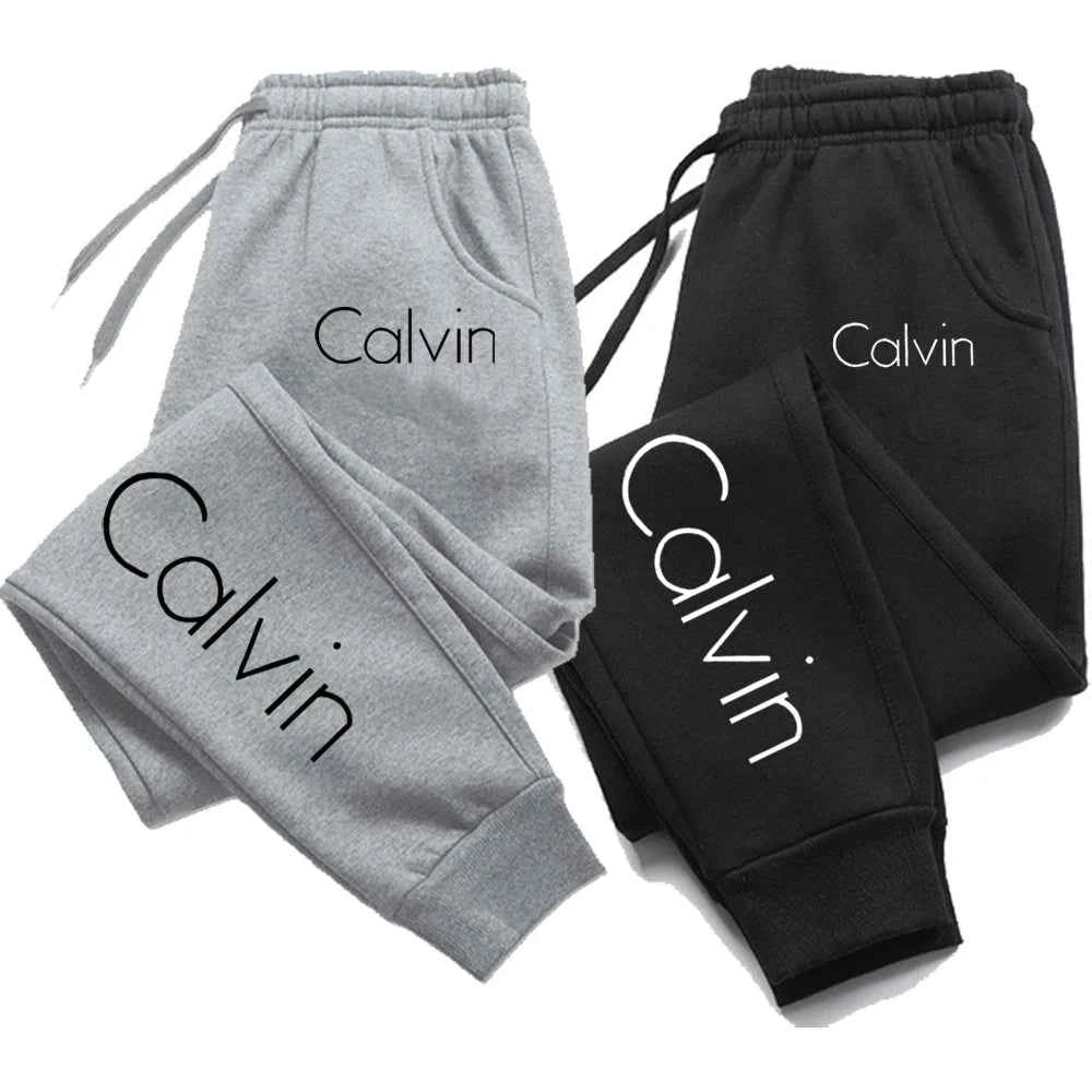 Casual Printed Sports Running Trousers Men Women Autumn Drawstring Long Pants Fitness Solid Sweatpants Unisex Gym Wear