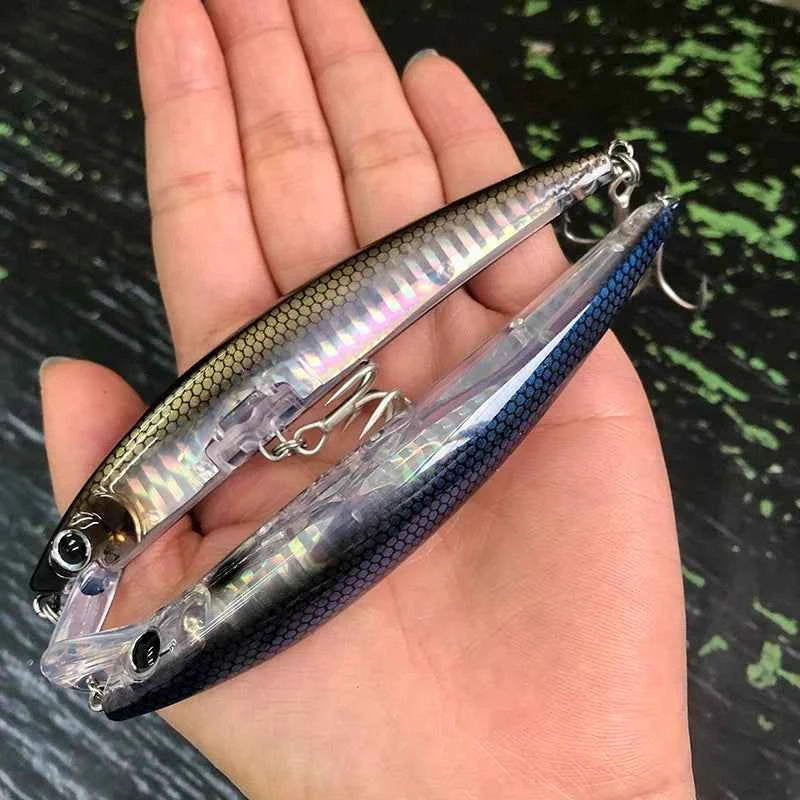 110mm Floating Slim Minnow Lure – 3D Prism Wobbler Jerkbait for Bass, Trout &amp; Sea Fishing