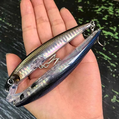 110mm Floating Slim Minnow Lure – 3D Prism Wobbler Jerkbait for Bass, Trout &amp; Sea Fishing
