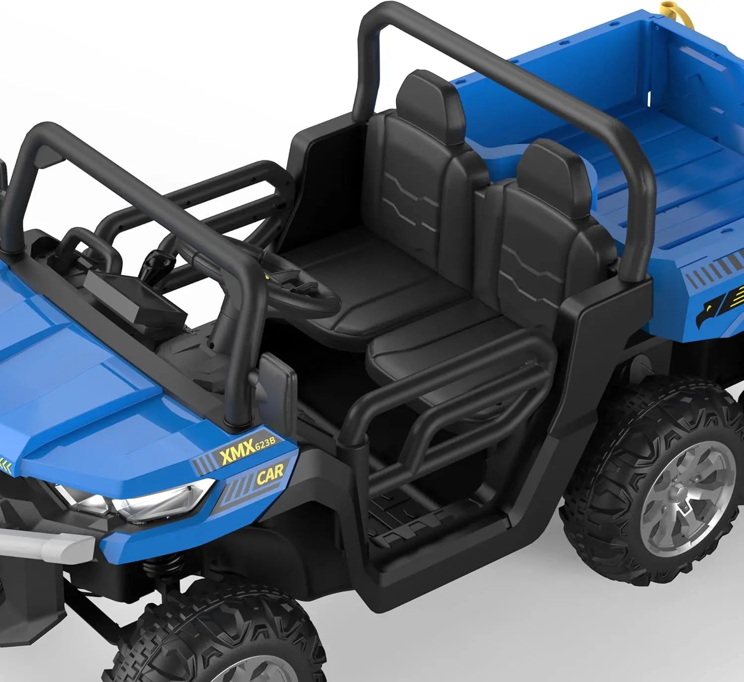 24V 2 Seater 6 Wheel Ride On Dump Truck with Parent Remote Control, 4WD Electric Car for Kids UTV Style Dump Bed &amp; Music Horn