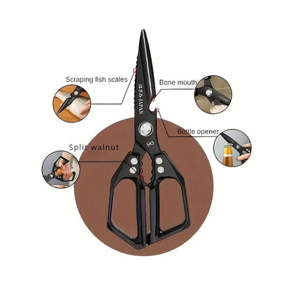 High Quality Multifunctional Kitchen Scissors Chicken Bone Scissors Fish Scale Scraper Bottle Opener Walnut Clip Kitchen Knife