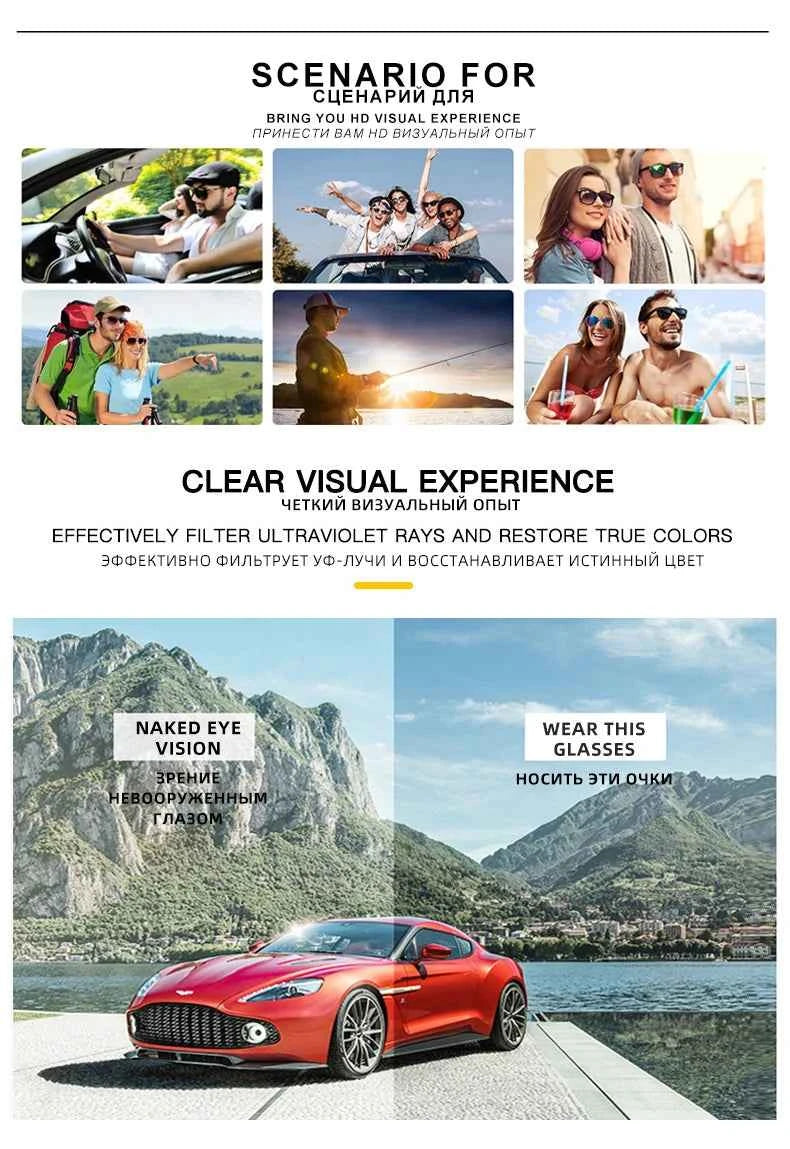 CLLOIO Classic Photochromic Sunglasses Men Women Polarized Driving Shades Sun Glasses Travel Anti-glare Chameleon Glasses