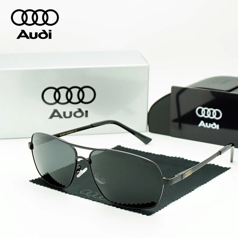 Audi Polarized Sunglasses – Unisex UV400 Anti-Glare Square Alloy Frame Sport &amp; Driving Shades