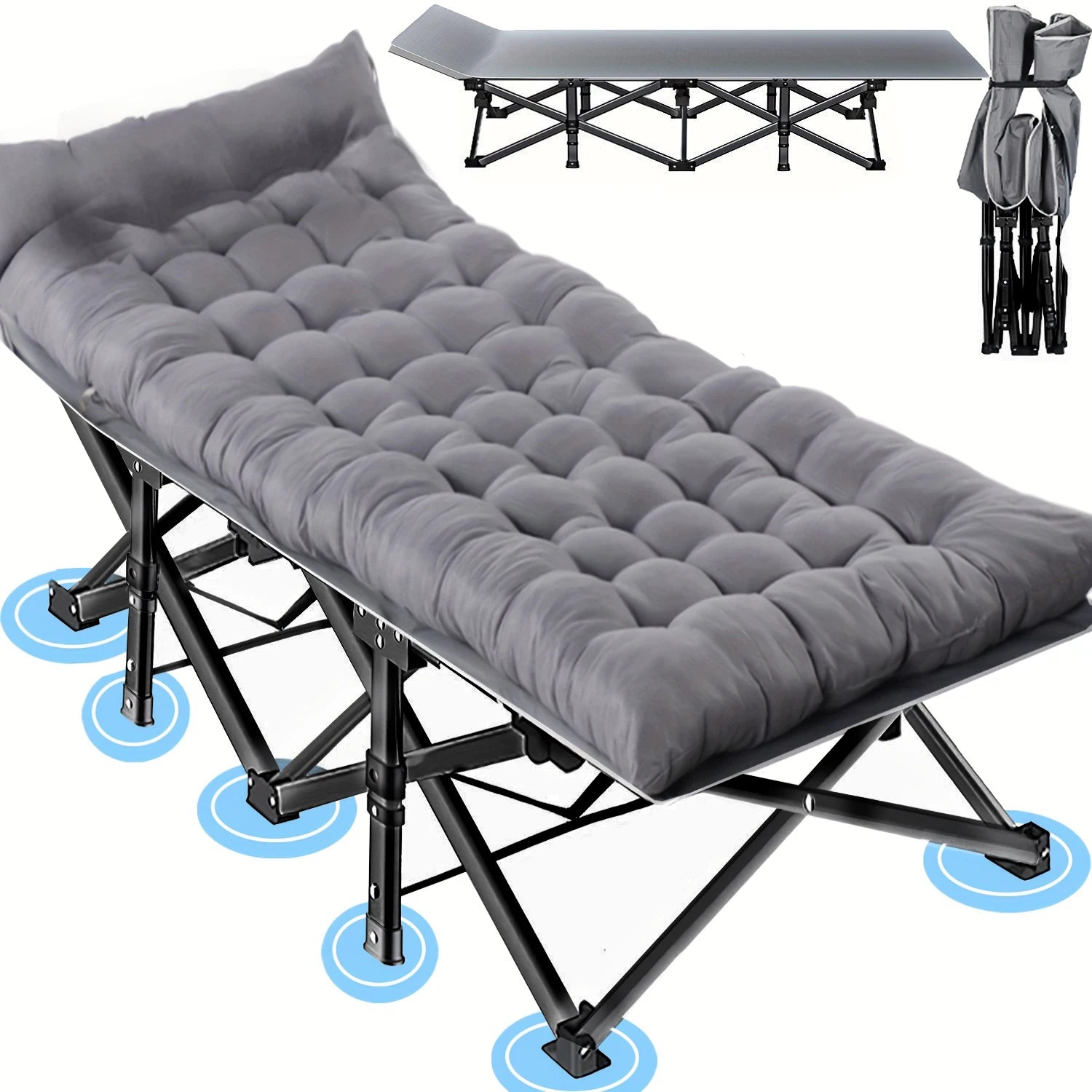 Heavy Duty Folding Camping Cot with Detachable Mattress – 150kg Capacity, No Assembly, All Seasons