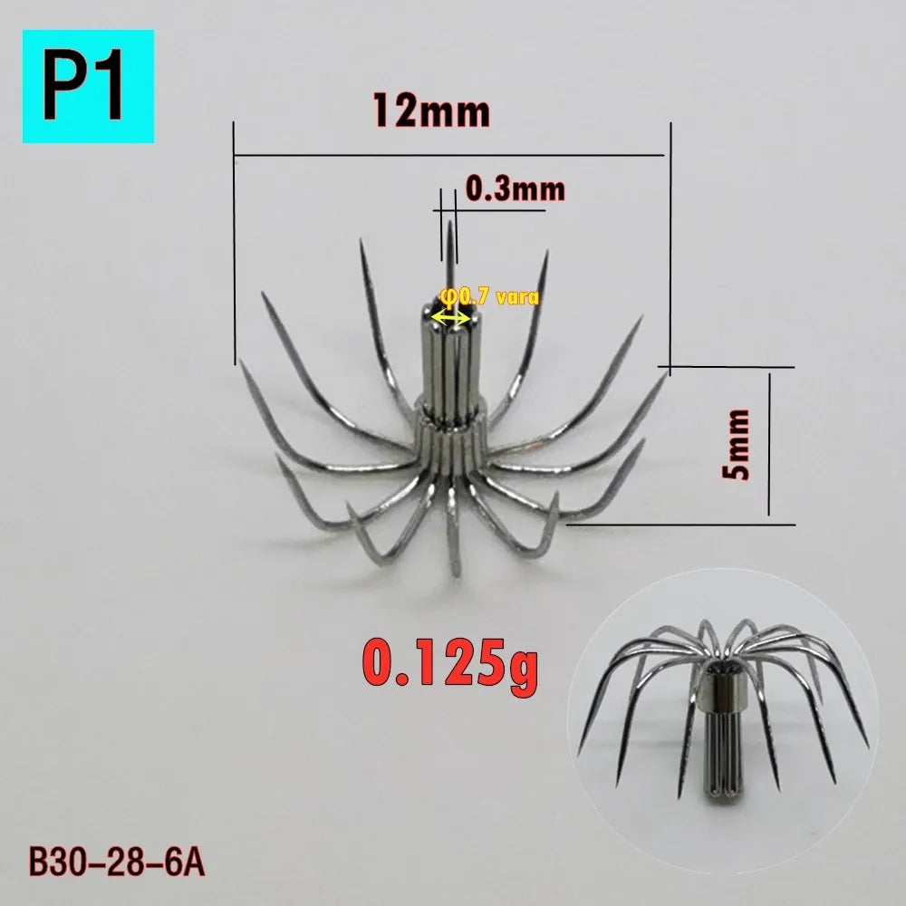 20-Piece Stainless Steel Squid &amp; Cuttlefish Hook Set – Umbrella P-Series (10 Sizes)