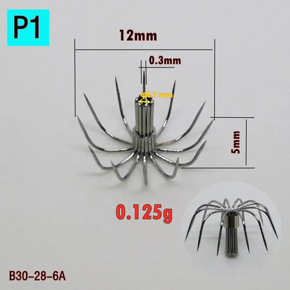 20-Piece Stainless Steel Squid &amp; Cuttlefish Hook Set – Umbrella P-Series (10 Sizes)
