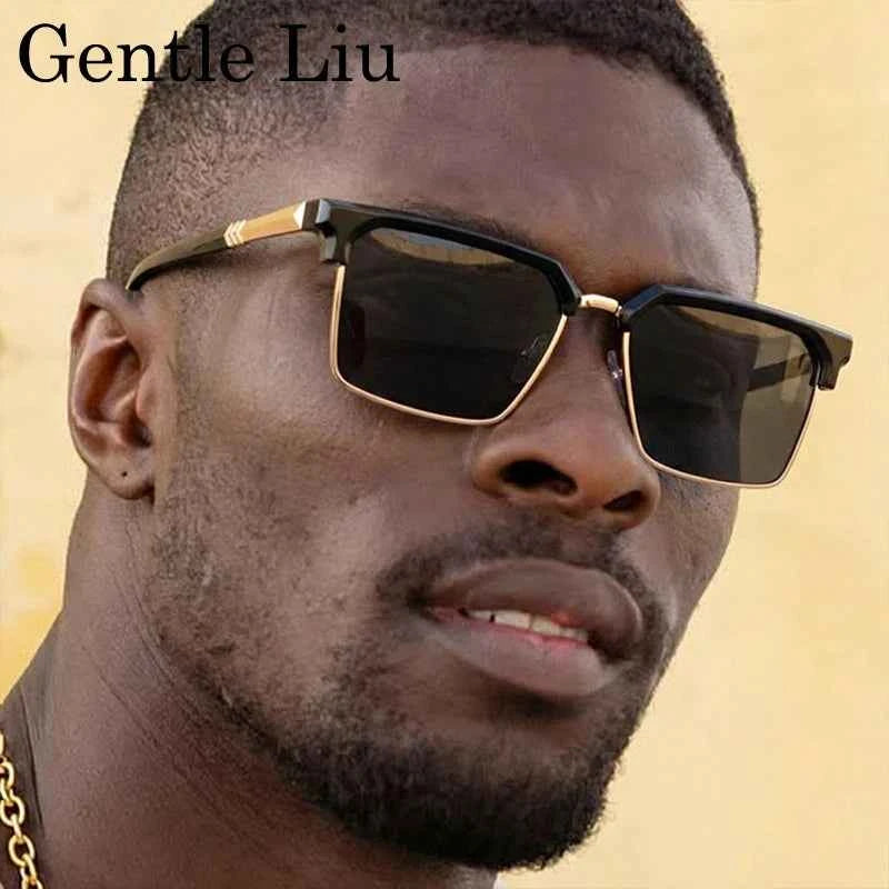 GENTLE LIU FY-99270 Square Sunglasses – Alloy Frame, UV400 Gradient, Steampunk Style