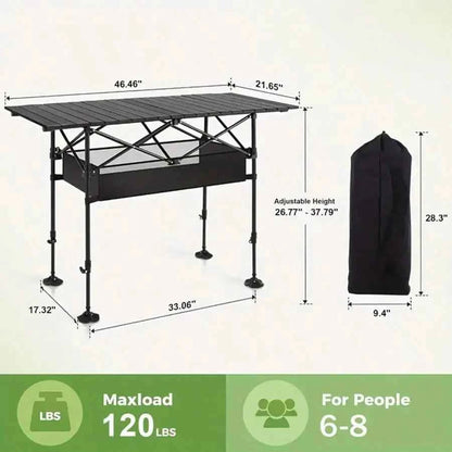 Aoran Outdoor Folding Portable Picnic And Camping Table, Aluminum Roll-Up Table With Easy-To-Carry Bags, Suitable For Indoor And