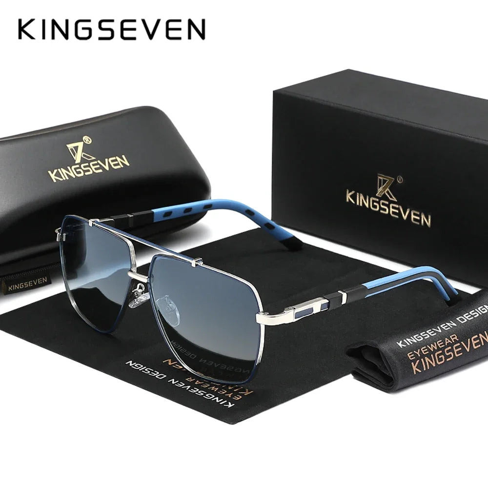 KINGSEVEN Square Polarized Sunglasses – UV400 Mirror Aluminum Frame for Men & Women