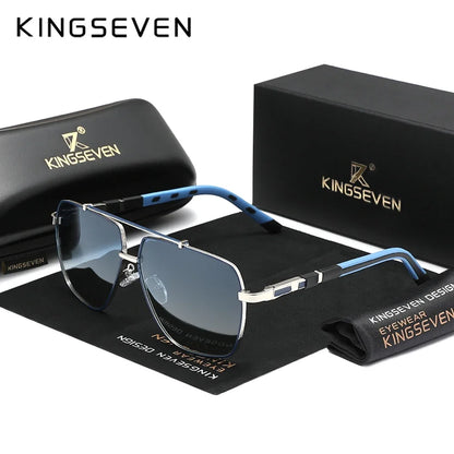 KINGSEVEN Square Polarized Sunglasses – UV400 Mirror Aluminum Frame for Men &amp; Women