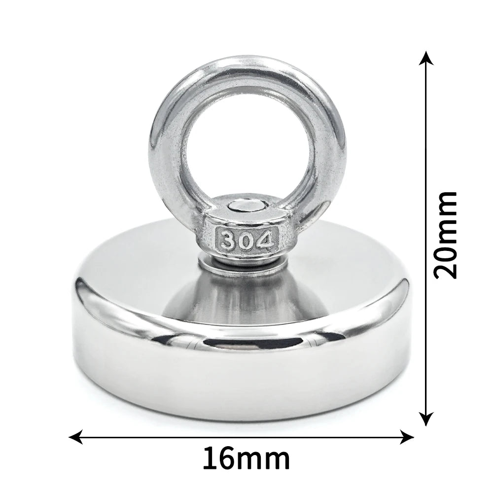 N52 Neodymium Fishing Magnet – Super Strong Rare Earth Magnet with Countersunk Hole &amp; Eyebolt for Magnet Fishing &amp; Salvage