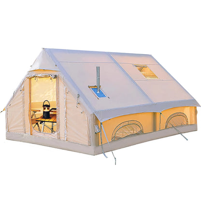 SENLEETO 6-8 Person Inflatable Camping Tent | Stove Jack, AC Vent &amp; Pump Included