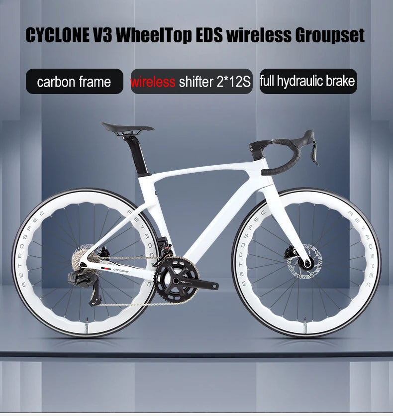 Twitter Full Carbon Road Bike Wireless Electronic Shifting WheelTop EDS TX 2X12 Speed Hydraulic Disc Brake Adult Men&