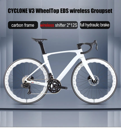 Twitter Full Carbon Road Bike Wireless Electronic Shifting WheelTop EDS TX 2X12 Speed Hydraulic Disc Brake Adult Men&