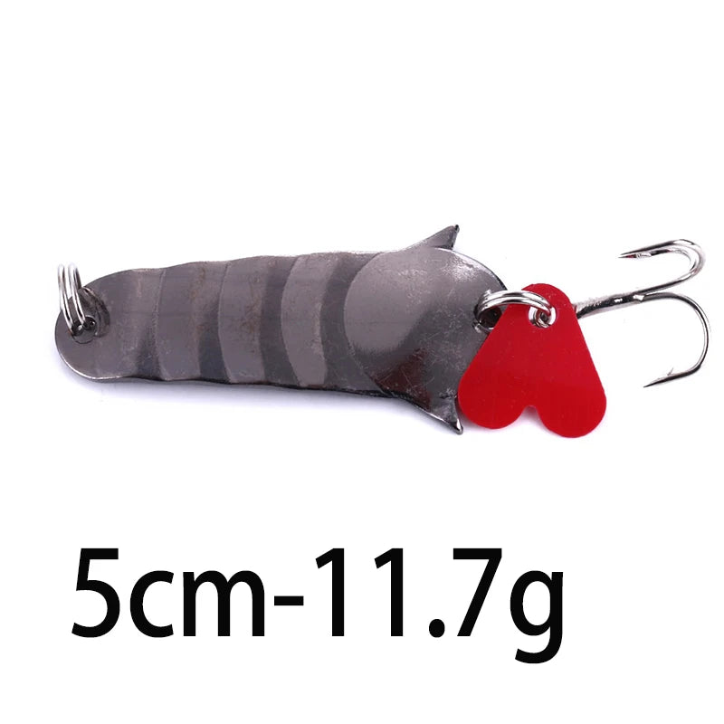 Metal Spoon Fishing Lure with Treble Hook – Gold &amp; Silver Jig Bait for Bass, Pike &amp; Perch