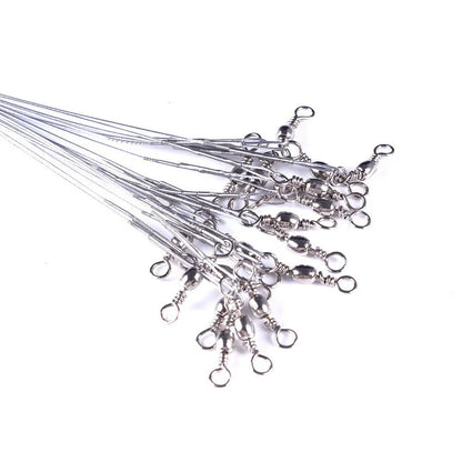 Anti Bite Steel Fishing Line Steel Wire Leader With Swivel Fishing ,  Leash Fishing Wire 15cm 20cm  30cm