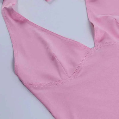 Summer Halter Camisole Tank Top Women V-Neck Sexy Tanks Camis Skinny Backless Pink Corset Tee Shirt Femme Tops WomanT-shirt