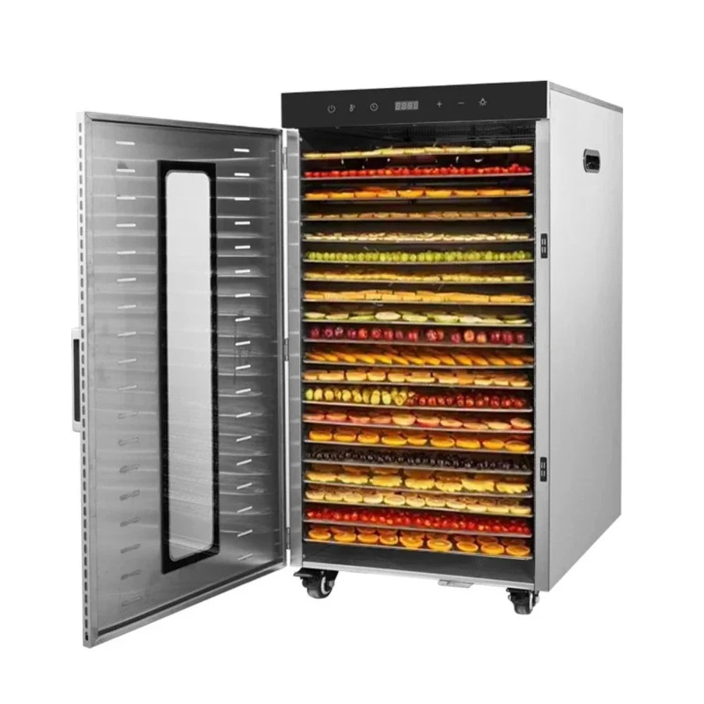 2000W Commercial Food Dehydrator 20 Trays Stainless Steel Jerky Maker 110V 220V Meat Fruit Dryer Machine 30-90℃ Pet Treat