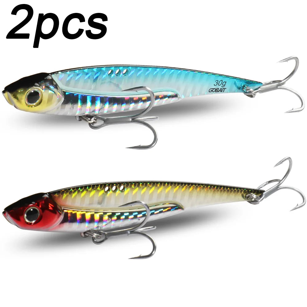 GOBAIT Metal VIB Fishing Lure Kit – 20g, 25g &amp; 30g | Holographic Laser Skin | Treble Hook | Sea, Pike &amp; Bass