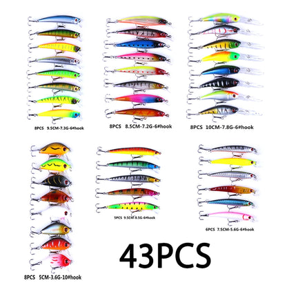 Fishing Lures Set Crankbait Tackle Hard Bait Kit Artificial Minnow Popper Pencil Swing Swimbait Wobblers Bionic Crank