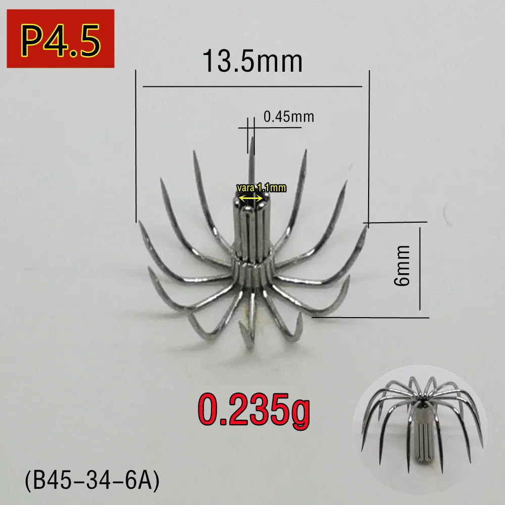 20-Piece Stainless Steel Squid &amp; Cuttlefish Hook Set – Umbrella P-Series (10 Sizes)