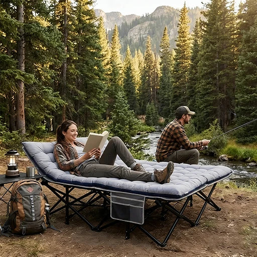 Heavy Duty Folding Camping Cot with Detachable Mattress – 150kg Capacity, No Assembly, All Seasons