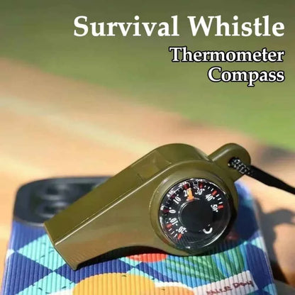 3in1 outdoor emergency whistle with compass, thermometer, outdoor whistle, convenient to carry suitable for camping and hiking