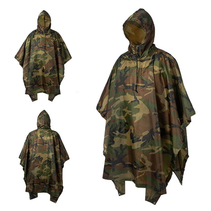 Camouflage Waterproof Poncho – Multifunctional Rain Cover for Camping &amp; Hunting