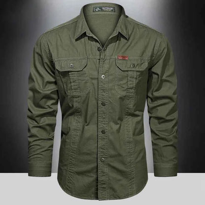 2024 Spring Cotton Cargo Shirt for Men Long Sleeve Multi-Pocket Shirts Outdoor Casual Clothing High Quality Military Overshirt