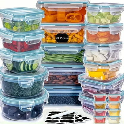 48Pcs BPA-Free Food Storage Set - 24 Airtight Containers &amp; Lids with Labels for Pantry, Travel, Kitchen Organization