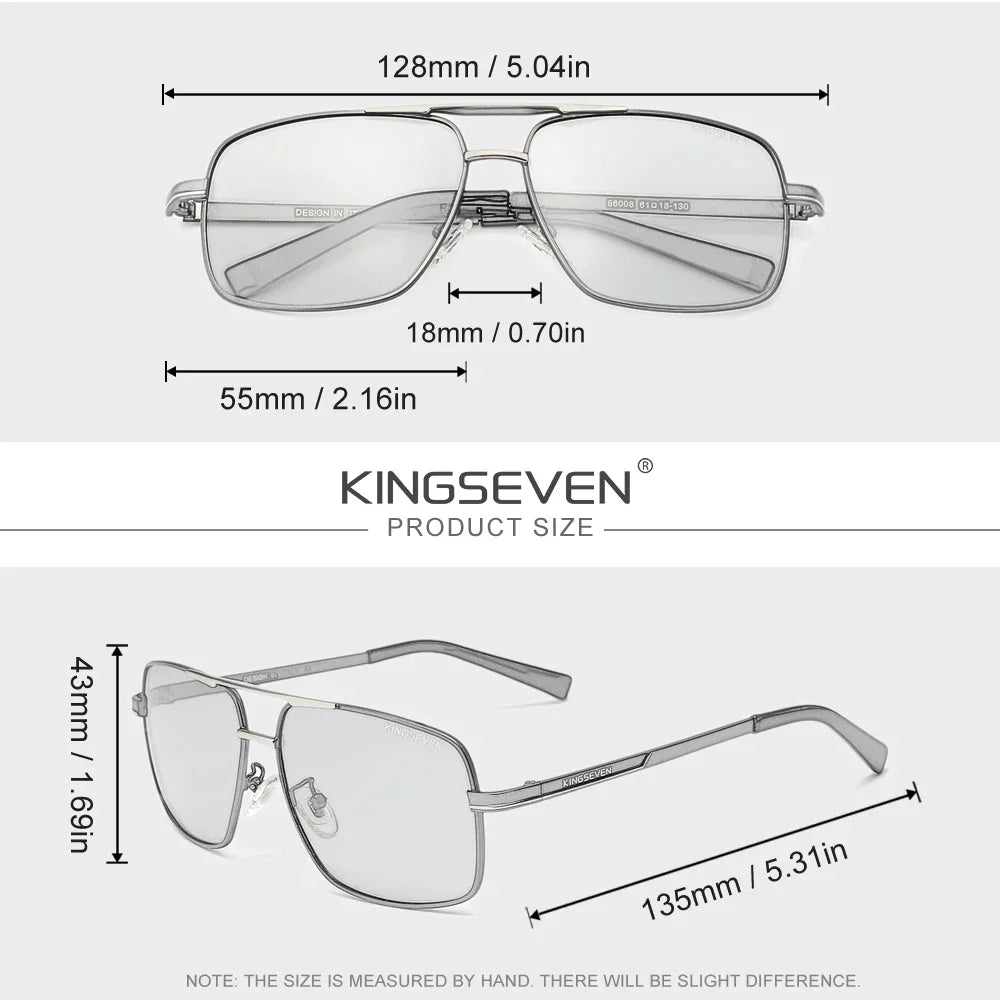 KINGSEVEN 7891 Polarized Sunglasses – Stainless Steel, Photochromic, UV400, Unisex