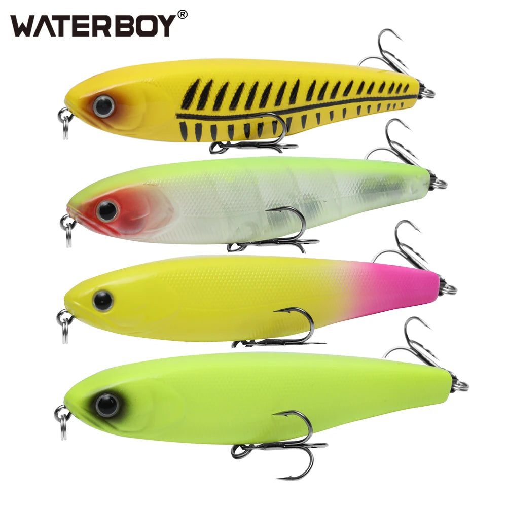 WATERBOY Pencil Stickbait – Walk-the-Dog Topwater Lure, 8.5cm / 9.5cm / 12.8cm, 32 Colors