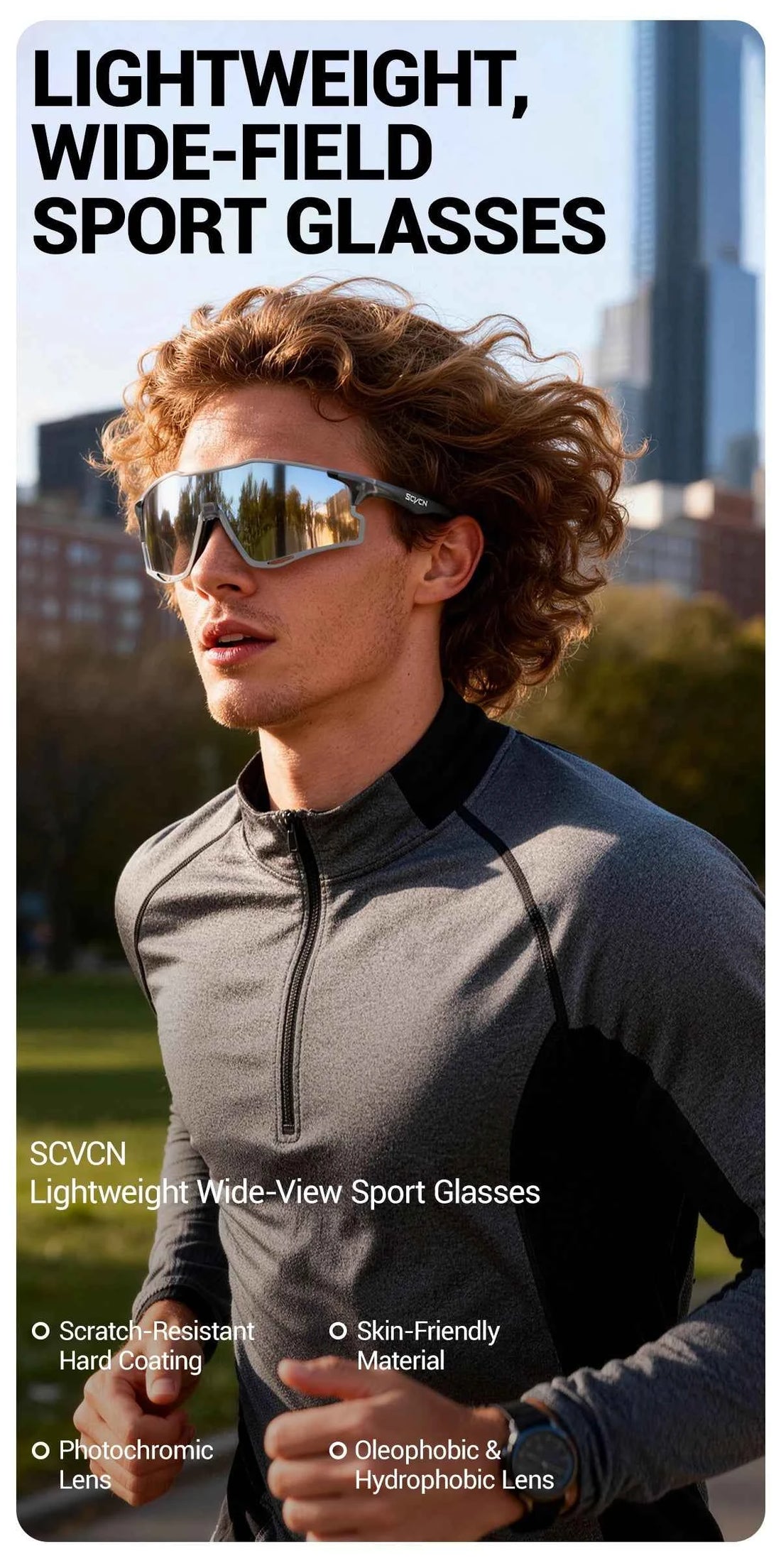 SCVCN Lightweight Running Sunglasses Cycling Glasses Photochromic UV400 for Men Cycling Road Bike Glasses Women Casual Hiking