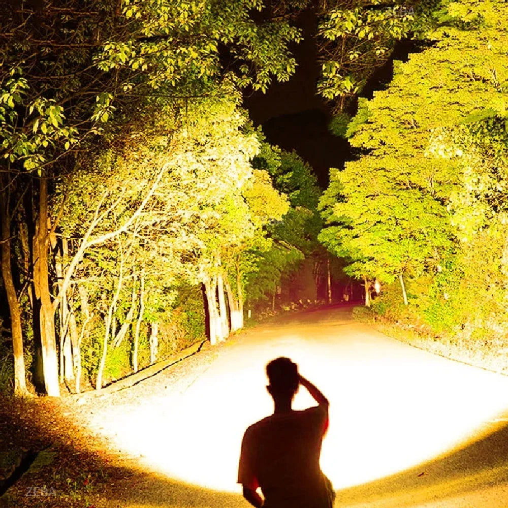 Super Bright Headlamp Dual Laser Motion Sensor Headlight 18650 USB Rechargeable Torch Yellow Light for Fog Night Running Fishing