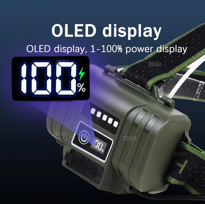 1000000LM Powerful Headlamp 800W Led Sensor Head Flashlight Long Range Headlight 18650 Rechargeable Head Lantern Fishing Camping