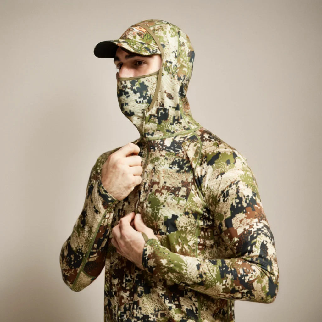 Camo Hunting Hoodie with Face Mask – Lightweight Pullover for Fishing &amp; Outdoor Use