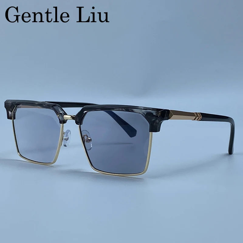 GENTLE LIU FY-99270 Square Sunglasses – Alloy Frame, UV400 Gradient, Steampunk Style