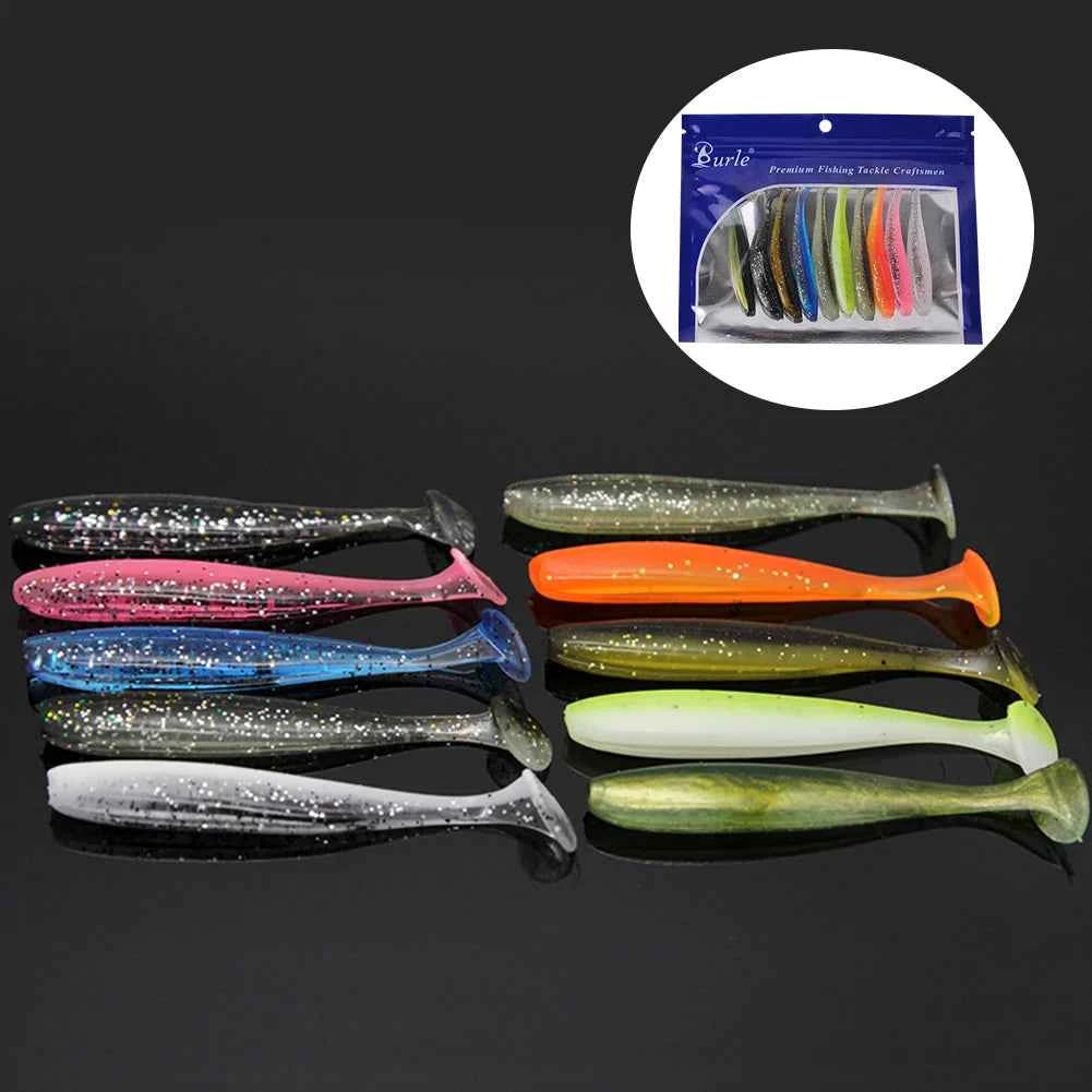 T-Tail Soft Swimbaits 10-Pack – 90mm Paddle Tail Worm, PVC, Bass &amp; Trout, Freshwater &amp; Saltwater