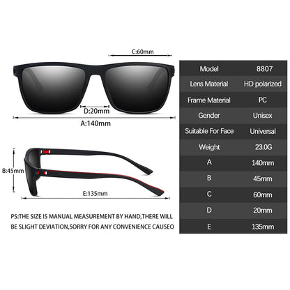 Polarized UV400 Square Matte Frame Sunglasses – Unisex Outdoor Eyewear