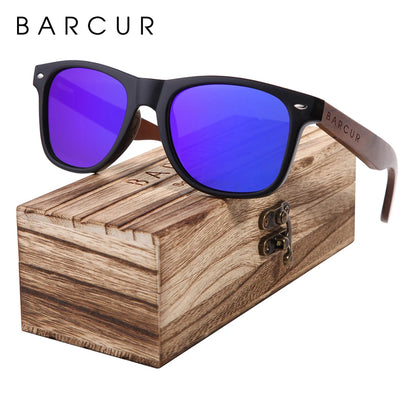 BARCUR Black Walnut Wood Polarized Sunglasses – UV400 Protection