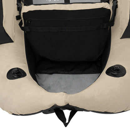Outdoor Inflatable Fishing Boat Khaki Portable Fishing Raft 286.6LBS Load 90-180° Adjustable Backrest for Ocean/River Fishing